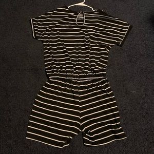 Black and white striped romper